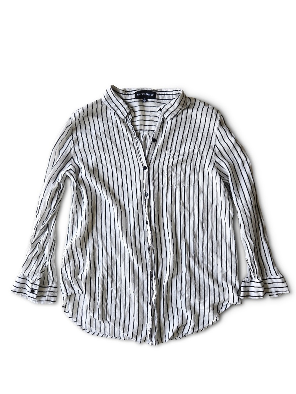 Grand & Greene Striped White/Black Button-Down Shirt - Picture 3 of 13